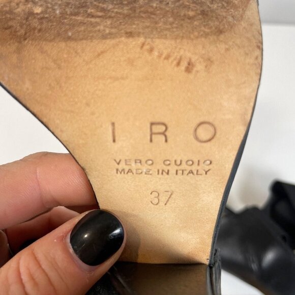 IRO Vero Cuoio Cross Over Elastic Straps Leather Come Heels Black 37 Sandal Pump - Picture 5 of 7
